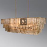 Lustre rectangulaire en cristal transparent SIRENE, luxe haut de gamme américain, très vendu, pour hôtels, salons, restaurants