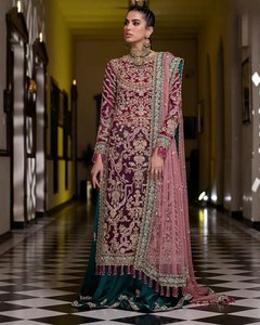 Élégant Viscose Salwar robe musulmane dernière tendance exclusive Chinon imprimé séquence travail Lehenga Choli pelouse-indien pakistanais - Product Image 5