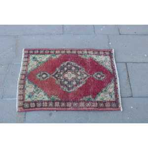 พรมวินเทจตุรกีขนาดเล็ก 1.8x2.4 ฟุต สีแดง พรมขนสัตว์แบบตะวันออก - Product Image 4