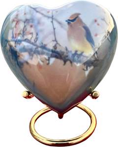 Grey Bird Printed <b>Urns</b> <b>for</b> <b>Human</b> <b>Ashes</b> <b>Small</b> Keepsake Aluminium Cremation <b>Urn</b> <b>for</b> <b>Human</b> Hair Finger <b>Ashes</b> with Free Engraving - Product Image 4