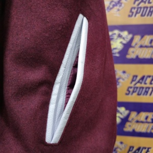 Veste de luxe personnalisée blanc bourgogne pour hommes manches en cuir Letterman Varsity Jacket pour hommes - Product Image 3