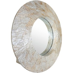 Miroir mural rond tendance en coquille de capiz, miroir en nacre, décoration murale, décoration intérieure, grossistes au Vietnam - Product Image 2