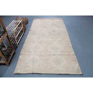 Grand tapis turc vintage 4,4x9,2 pieds, tapis uni gris bleu - Product Image 1