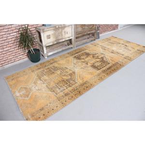 Tapis turc, tapis de couloir 3,8x10,3 pieds, tapis persan jaune - Product Image 4