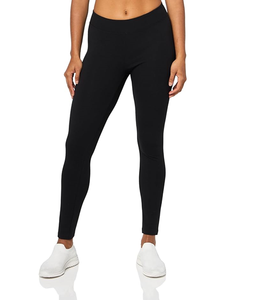 Leggings en coton décontractés pour femmes L'eggs pour un port quotidien, mélange premium, confort extensible, taille élastique, noir - Product Image 1