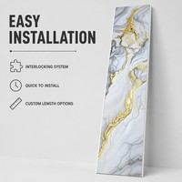 Panneau mural en PVC marbré blanc gris or, imperméable, revêtement décoratif intérieur