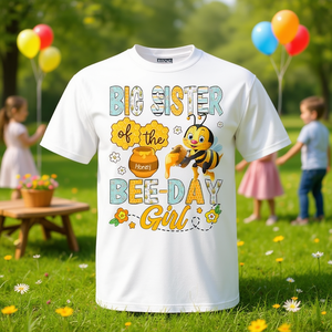 Maglietta Personalizzabile per Festa di Compleanno a Tema Ape per Ragazze, Sorella Maggiore del Giorno dell'Ape per Bambini - Product Image 3