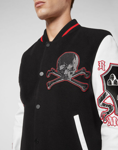 แจ็กเก็ตทีมฟุตบอลสำหรับผู้ชายแจ็คเก็ตหนังปักลายกำมะหยี่แขนเสื้อเบสบอลบอมเบอร์เลตเทอร์แมนแจ็คเก็ตนักศึกษาวิทยาลัย - Product Image 3