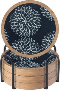 Owl Face Design Wooden Coasters Set Designer Rustic Drink <b>Mats</b> for Dining Table Coffee Tea Beer Home Kitchen <b>Bar</b> - Product Image 3