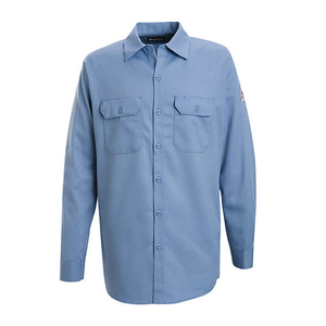 Chemise de travail pour hommes bleu clair 100% coton Chemise de protection de sécurité personnalisée OEM Prix abordable - Product Image 6