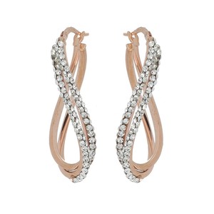 ต่างหู DelPIa รุ่น Dea Senia 10 เปอร์เซ็นต์ ท่อภายนอกเคลือบทอง 18K บนตัวเรือนเงินแท้ 925  ท่อภายในประดับคริสตัลสีขาว ทองชมพู - Product Image 1