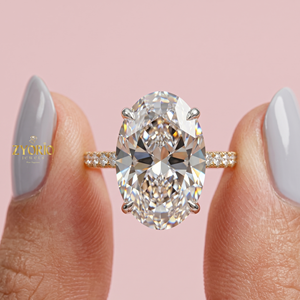 แหวนหมั้นเพชรทรงรี 3.00 กะรัต เพชรเลี้ยงในห้องปฏิบัติการ ทอง 14K รับรองโดย IGI แหวนเจ้าสาวแบบวงแหวนซ่อน ของขวัญวันครบรอบ - Product Image 5