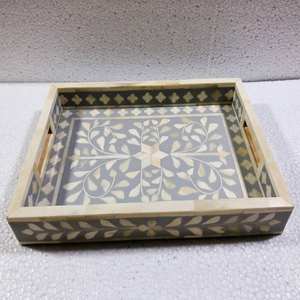 Indian Handmade Mother of Pearl <b>Tray</b> Set Custom Size Bakhoor Burner Mop Set Sustainable Foldable Living Room Metal Inlay - Product Image 1