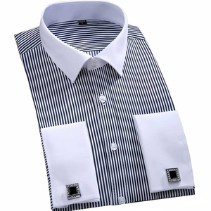 Chemise formelle extensible à manches longues sans plis chemises habillées en coton pour hommes chemises boutonnées décontractées d'affaires solides - Product Image 3
