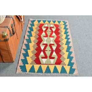 Petit tapis turc vintage 2,5x3,9 pieds, tapis en laine rouge - Product Image 1