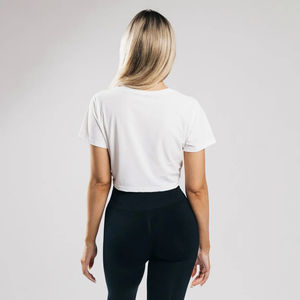 Haute qualité femmes haut court T-shirts Quickdry 100% coton matériel léger respirant Streetwear Logo personnalisé OEM - Product Image 3