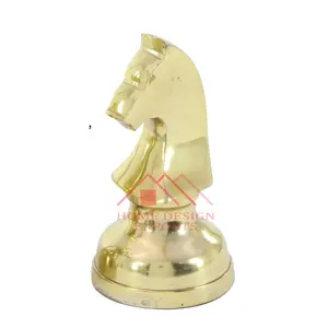 Aluminium Antique Golden Chess Player Horse The Knight Showpieces for Office Table Top Decor Metal Aluminium Chess Sculpture