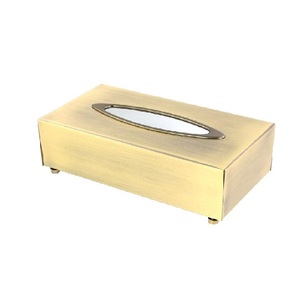 Caja de pañuelos de Metal dorado de alta calidad, forma rectangular hecha a mano Con excelente acabado para mesas de restaurante, Hotel, cafetería - Product Image 1
