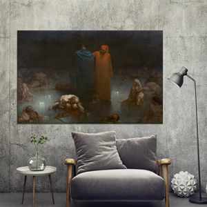 Lienzo Impreso: El Viaje de Dante y Virgil en una Obra de Arte Elegante, Lienzo Enrollado - Product Image 1
