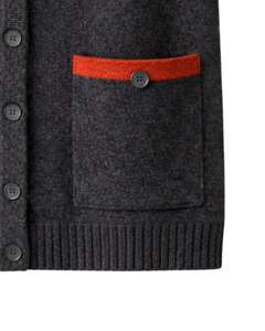 ManufacturerCharcoal Grey Hooded Knitted Sweater Vest With <b>Red</b> Contrast Sleeveless Button Front Wool Acrylic Winter <b>Cardigan</b> OEM - Product Image 6