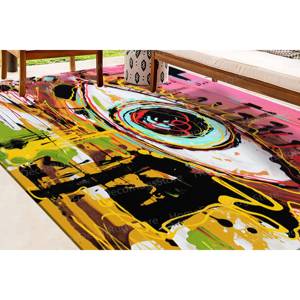 Tapis imprimé avec des graffitis colorés sur les yeux, décoration d'intérieur d'art moderne, tapis en chenille - Product Image 5