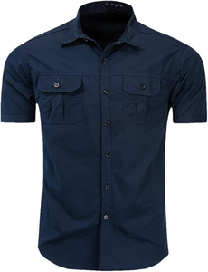 Men's Custom Logo Button-Up Vented Fishing <b>Shirts</b> Outdoor Tactical Polyester <b>Moisture</b> <b>Wicking</b> Waterproof for Fishing Adventures - Product Image 4