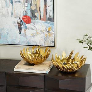 Borde de Zig Zag martillado Borde de cuenco de Metal dorado hecho a mano decoración moderna para el hogar mesa de comedor centro de mesa para exhibición de fiesta - Product Image 6