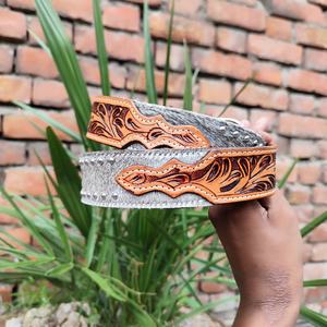 Ceinture de cowboy en cuir de vachette occidental en alliage vintage de haute qualité, boucle à ardillon, écologique, tailles personnalisées, prix de gros - Product Image 4