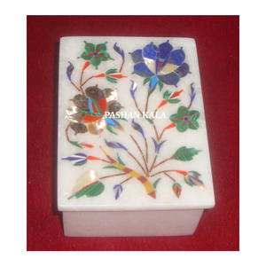 Best Indian Handmade White Marble Mother Of Pearl Inlay Jewelry <b>Box</b> Rectangle Shape Multi Color Used For <b>Watch</b> <b>Storage</b> And Gift - Product Image 1