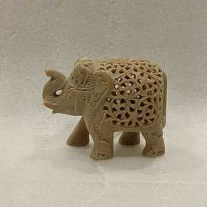 Tronc d'éléphant en marbre vert fabriqué à la main vers le haut de l'artisanat en pierre - Product Image 4