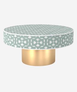 Table basse moderne en incrustation d'os avec base en laiton pour la maison, l'hôtel ou le restaurant table centrale ronde pour le salon - Product Image 4