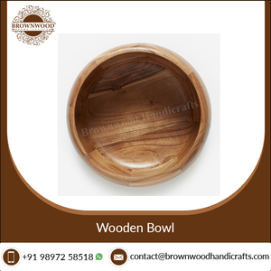 Cuenco de madera de acacia maciza seguro para alimentos Cuenco redondo hecho a mano para servir ensaladas Mesa de comedor Hogar Restaurantes y hoteles Uso - Product Image 2