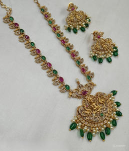 South Iindian Kundan Temple <b>Jewellery</b> Traditional Antique Bridal Wedding <b>Jewellery</b> Heavy Gold Plated Women <b>Jewellery</b> <b>Set</b> Women - Product Image 1