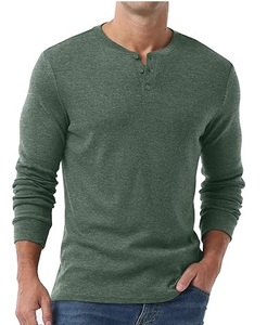 Camiseta de Manga Larga a Cuadros de Algodón 100% de Alta Calidad para Hombre, Corte Ajustado, Sin Cuello, para Fitness, Primavera - Product Image 3