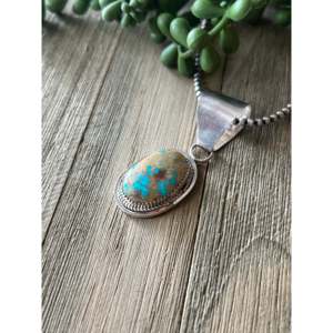 Pendentif en argent sterling turquoise South Hill serti de perles d'eau douce et d'accentuations de diamants, finition or rose, bijoux de fiançailles - Product Image 4