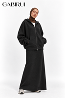Ensemble 2 pièces automne-hiver musulman : sweat à capuche zippé oversize et jupe, en coton ample et confortable 360 g/m², couleur et logo personnalisables