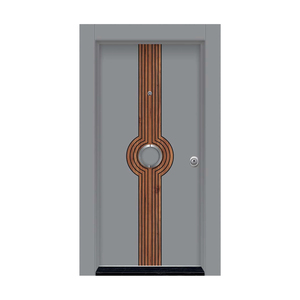 Porte d'entrée extérieure en acier moderne gris avec poignée en acier inoxydable, design imperméable - Product Image 2