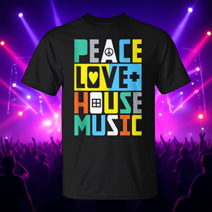 T-shirt imprimé Peace Love House Music, style Festival EDM Techno - Product Image 3