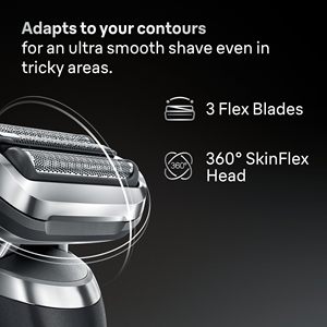 Afeitadora Eléctrica para Hombre con 60 Minutos de Autonomía, Afeitadora Inalámbrica para Uso en Seco y Húmedo, Triple Cuchilla, Resistente al Agua IPX7, Accesorio Recortador, Color Negro - Product Image 6