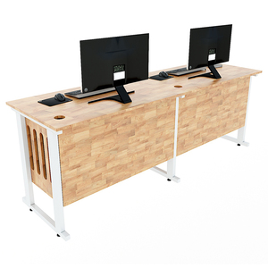 CDS002 Wooden Computer Table Office <b>Desk</b> with CPU <b>Shelf</b> for 2 People for Bedroom Hotel or Bathroom Use Features Storage - Product Image 2