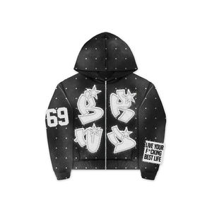 Fabricantes de Ropa, Sudadera con Capucha Personalizada de Algodón 360 420gsm, Impresión Completa con Pedrería, Estilo Y2K, Corte Cuadrado, para Hombre, Invierno, Ecológica - Product Image 3