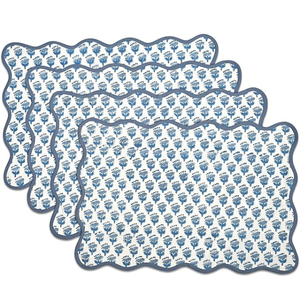 Juego de manteles individuales de algodón | Diseño floral verde estampado a mano con bordado festoneado para cenas y eventos - Product Image 2