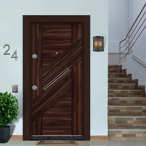 Porte d'entrée en bois moderne et élégante avec des panneaux géométriques contemporains pour les maisons de luxe - Product Image 4