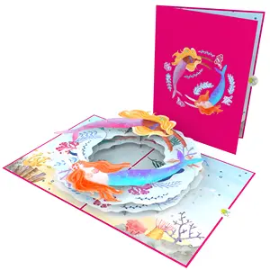 Belle sirene 3D Pop Up Card Best Seller per feste anniversario 3D carta fatta a mano carta taglio Laser