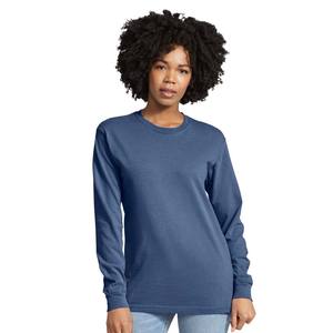 Camisa Azul de Jersey de Algodón para Mujer, Camisa de Manga Larga para Dama - Product Image 4