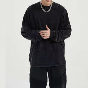 Camiseta Urbana Personalizada de 250 g/m², Estilo Vintage, Lavado Ácido, Algodón Grueso Desgastado, Transpirable, Cuello Redondo, Corte Regular para Hombre - Product Image 3