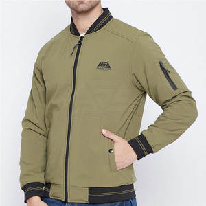 2025 Men's Casual Winter Outdoor Breathable Polyester/Cotton Bomber <b>Jacket</b> with Stand Collar Plain Design for Adults - Product Image 2