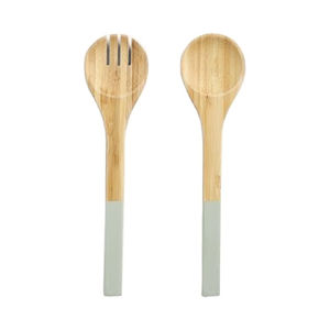 Vaisselle à usage quotidien bois d'acacia multicolore poignée personnalisée cuillère et fourchette vaisselle ensemble de serveurs à salade en bois d'acacia/manguier - Product Image 1