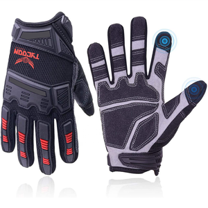 Guantes mecánicos de trabajo con logotipo personalizado, protectores de mano de piel sintética para conducir, color negro - Product Image 2