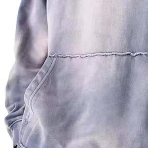 Survêtement ample style streetwear vintage personnalisé avec fermeture éclair, pantalon évasé respirant, broderie, effet délavé et vieilli - Product Image 5